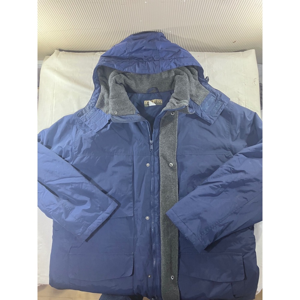 Eagles Ridge Mens‎ XL Navy Blue Quilted Lined Hooded Winter Parka Jacket RN15101
